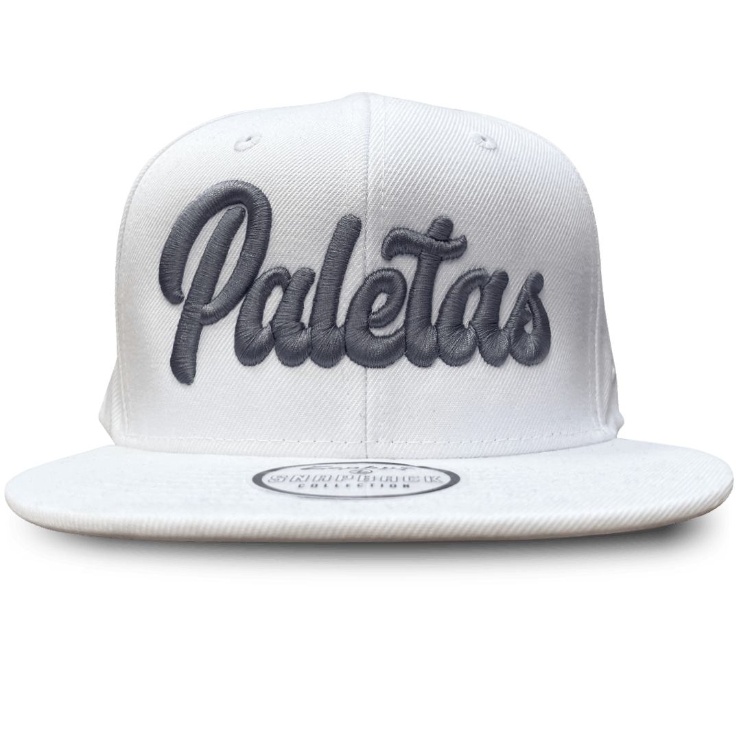 Paletas: White- Snapback Hat (Grey Wordmark)