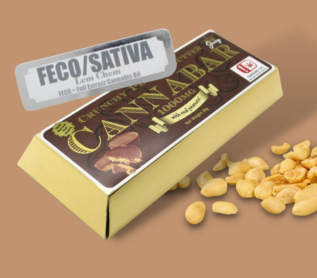 FECO Sativa Crunchy Peanut Butter Cannabar - 1000MG