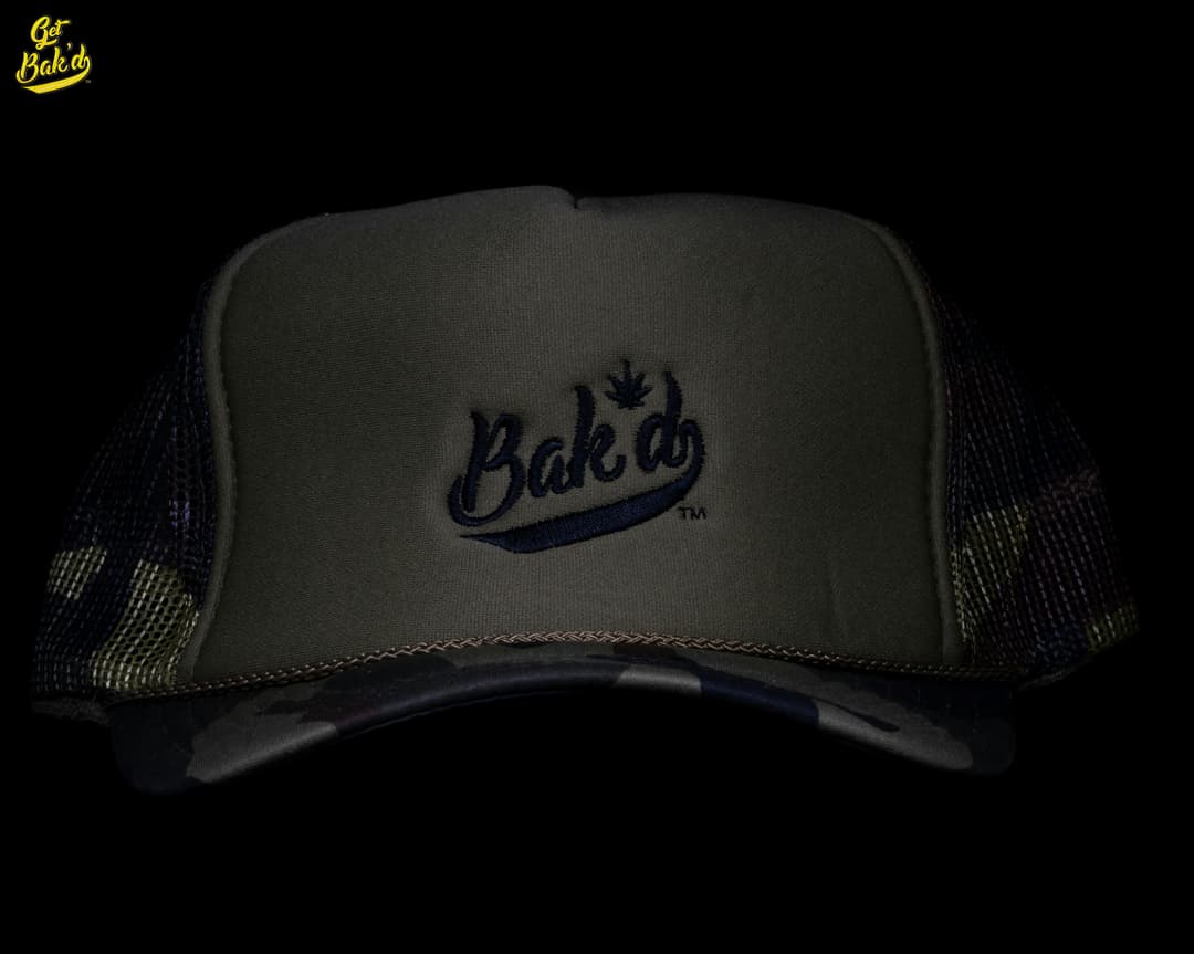 Bak'd Spirit Mesh Trucker Snapback Hat (Camo/Black)