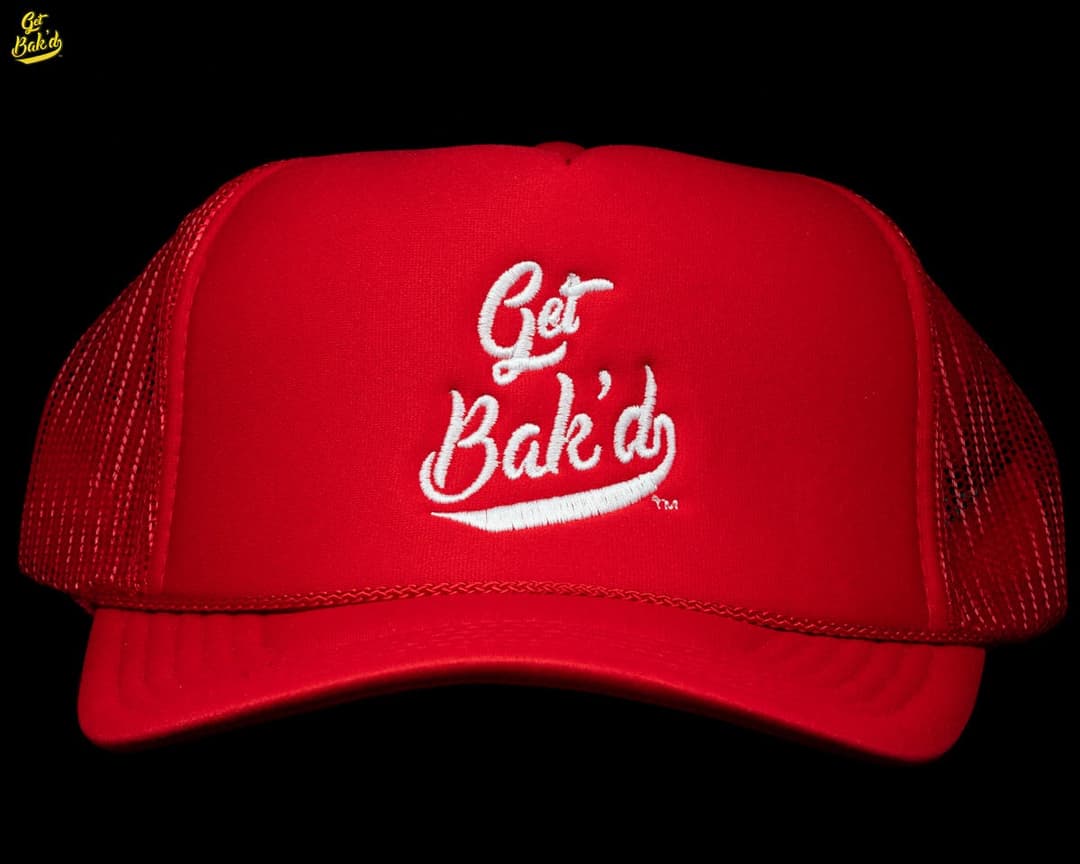 Get Bak'd Classic Mesh Trucker Snapback Hat (Red)