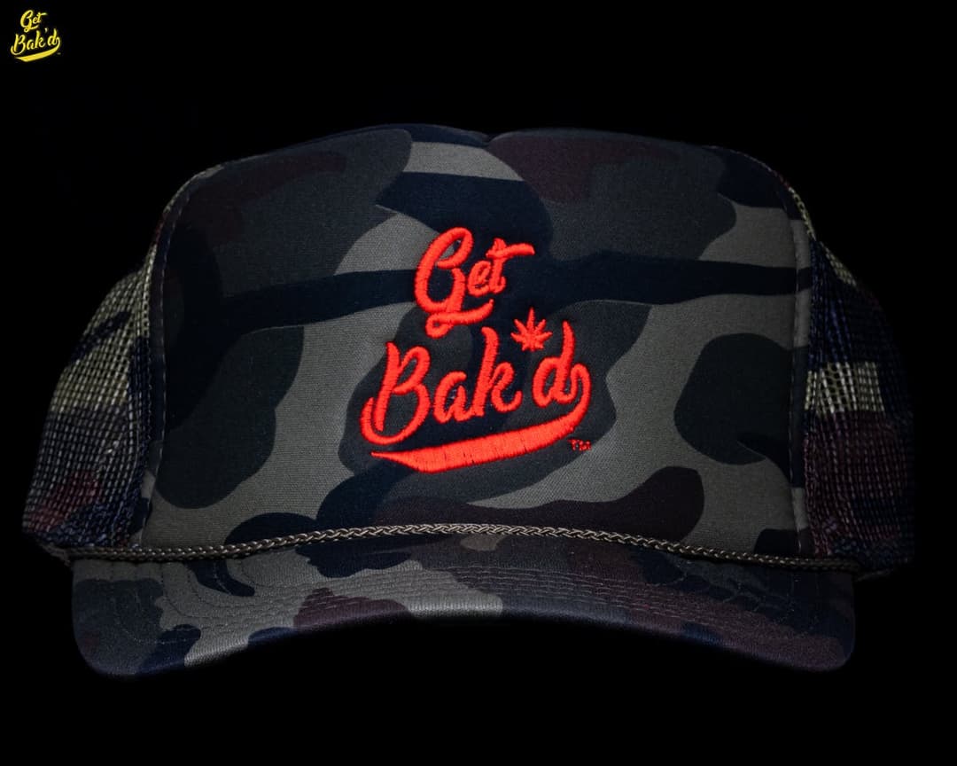 Get Bak'd Spirit Mesh Trucker Snapback Hat (Camo/Orange)