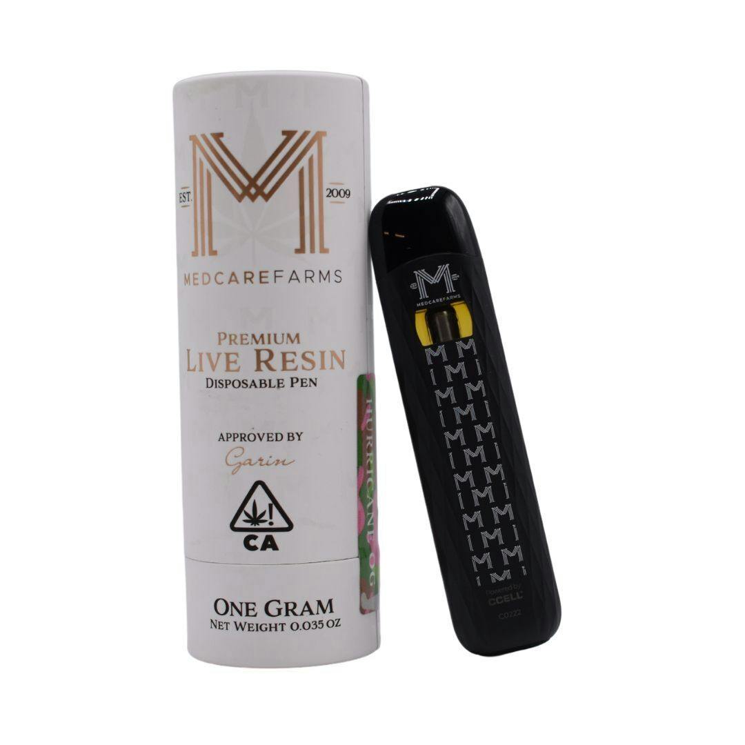 MEDCARE FARMS | HURRICANE OG PREMIUM LIVE RESIN DISPOSABLE | INDICA 1G