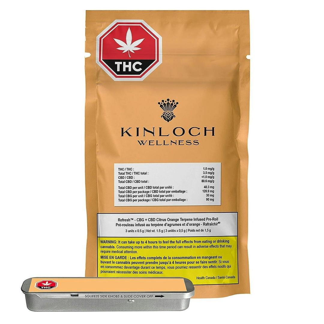 Refresh™ CBG/CBD Pre-Roll Orange Terpene 3-Pack (30 mg CBG/40mg CBD each)