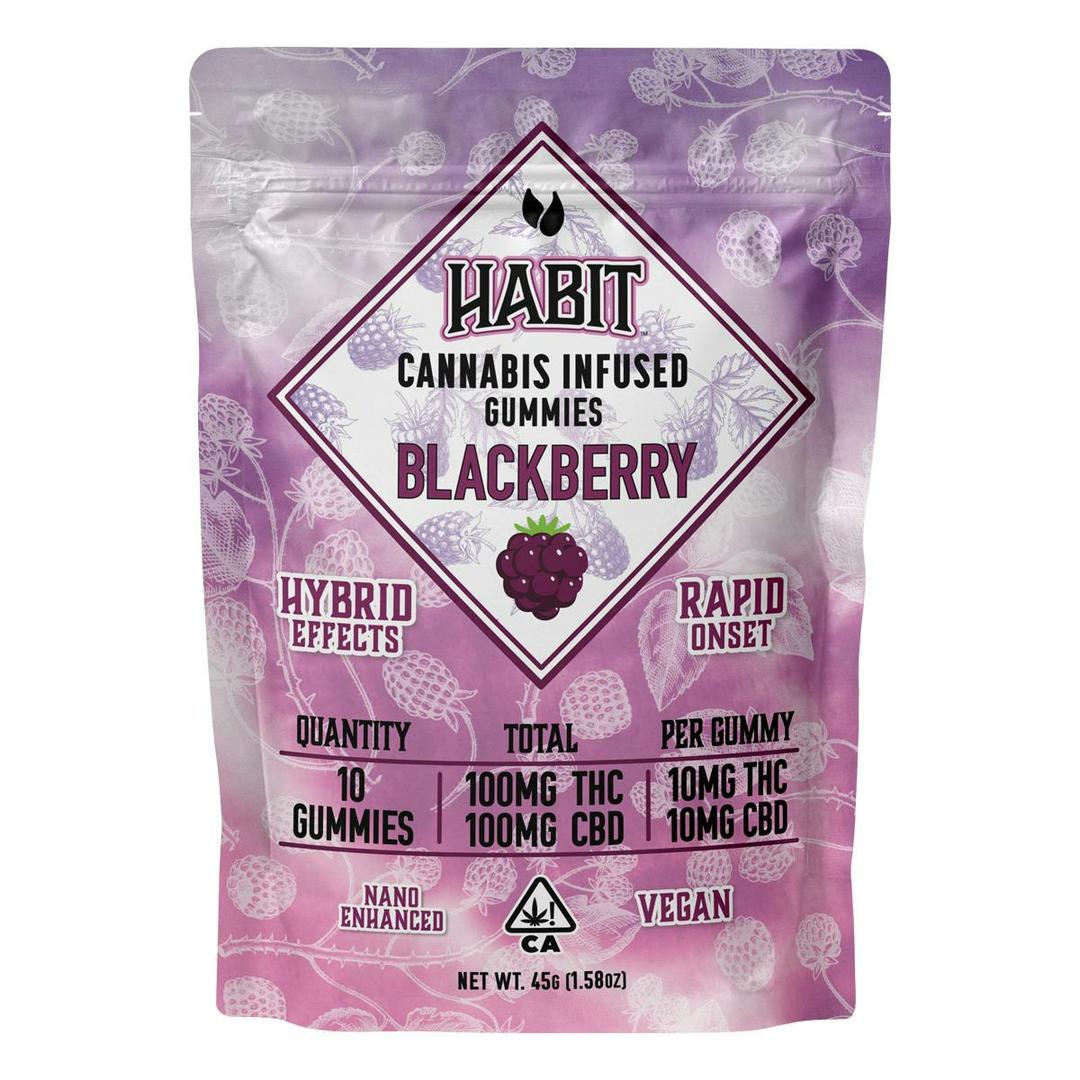 100mg THC + 100mg CBD Blackberry Gummies • 10 Pieces Per Bag