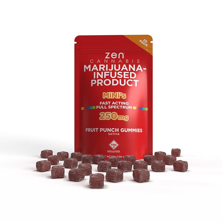 Zen Cannabis Mini's 250mg Gummies (Fruit Punch - Sativa)