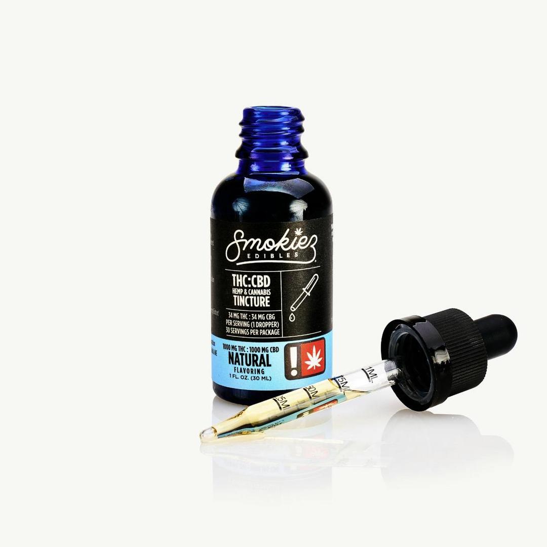 1:1 CBD:THC Natural 1000mg CBD:1000mg THC Cannabis Tincture