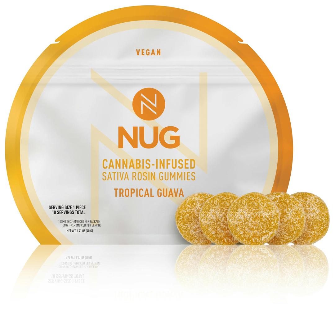 Uplifting Tropical Guava 100mg Sativa Rosin Gummies