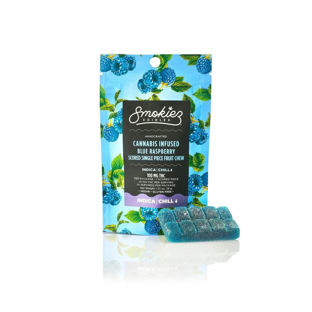 Indica Blue Raspberry 100mg THC Fruit Chews - Scored Single Piece - AZ
