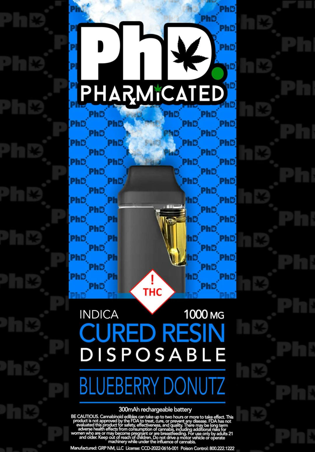 PhD Disposable Cured Resin Vape Cart - Blueberry Donutz (I)