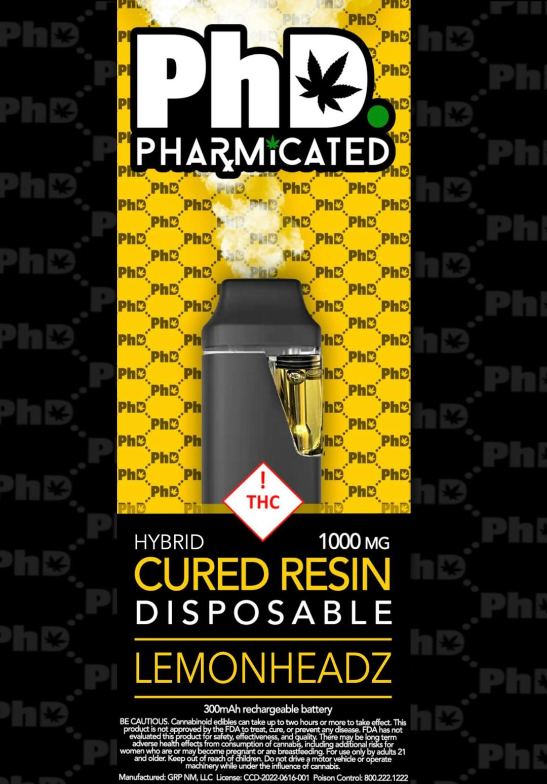 PhD Disposable Cured Resin Vape Cart - Lemonheadz (I)