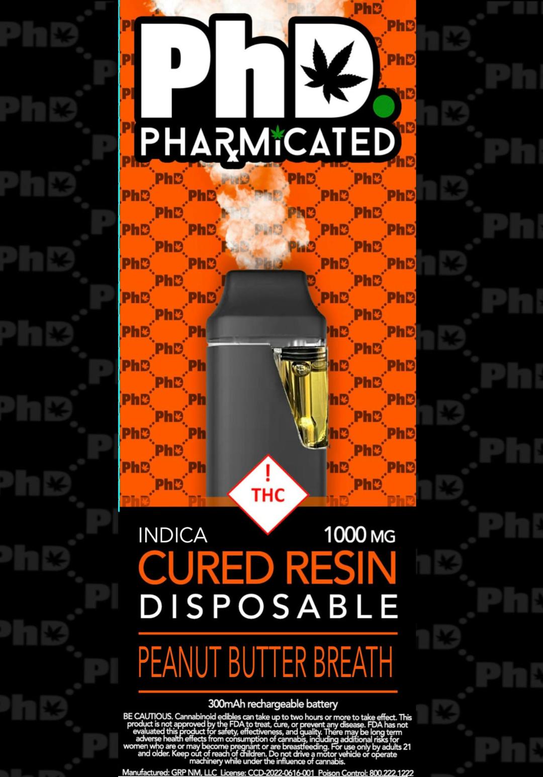 PhD Disposable Cured Resin Vape Cart - Peanut Butter Breath (H)