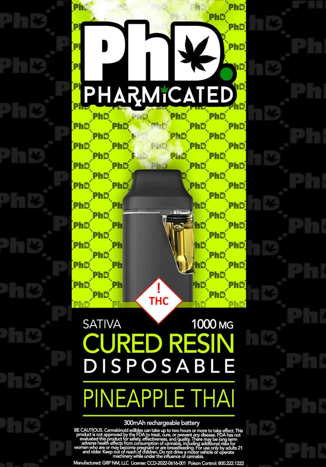 PhD Disposable Cured Resin Vape Cart - Pineapple Thai (S)