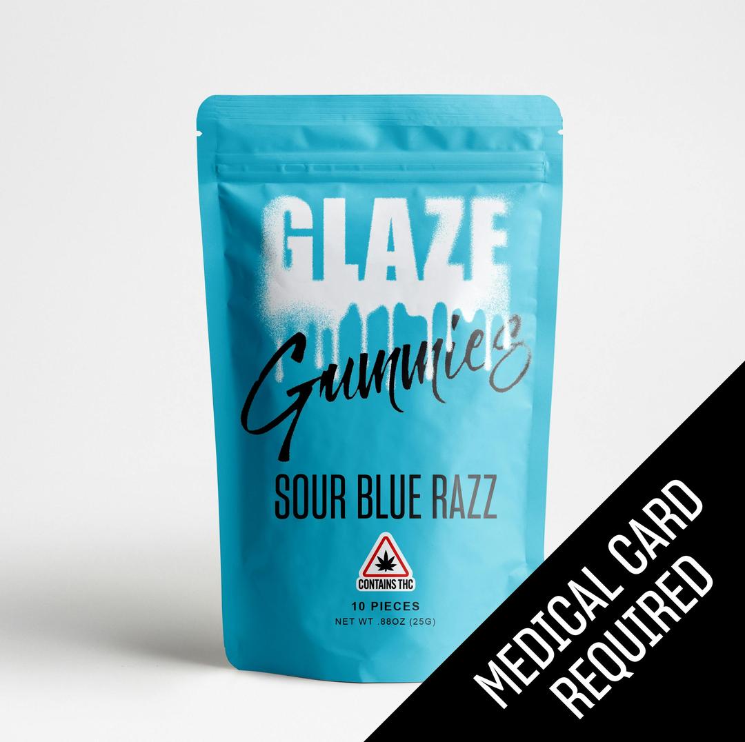 Glaze | Sour Blue Razz Gummies | 100mg (MED)