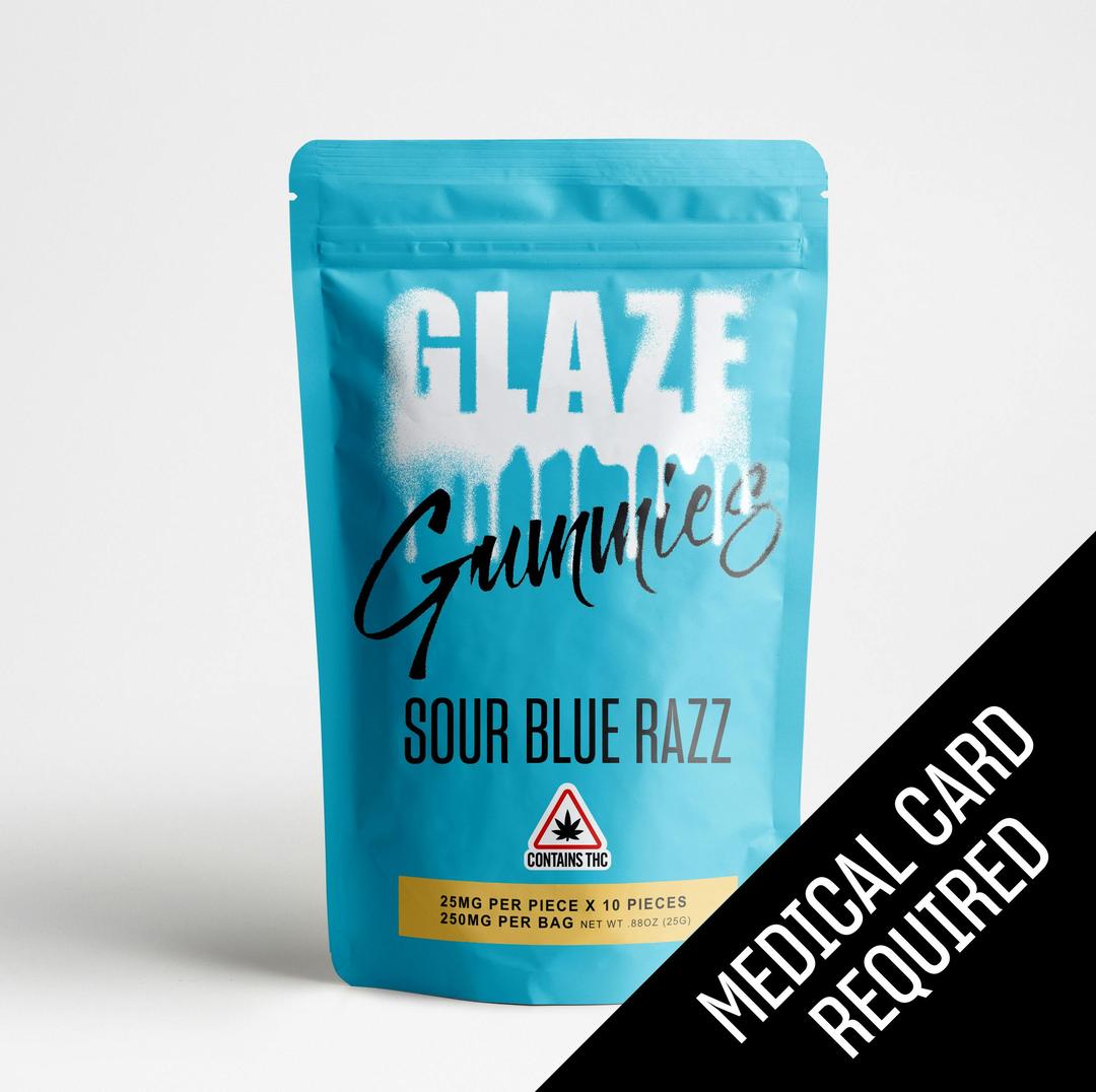 Glaze | Sour Blue Razz Gummies | 250mg (MED)