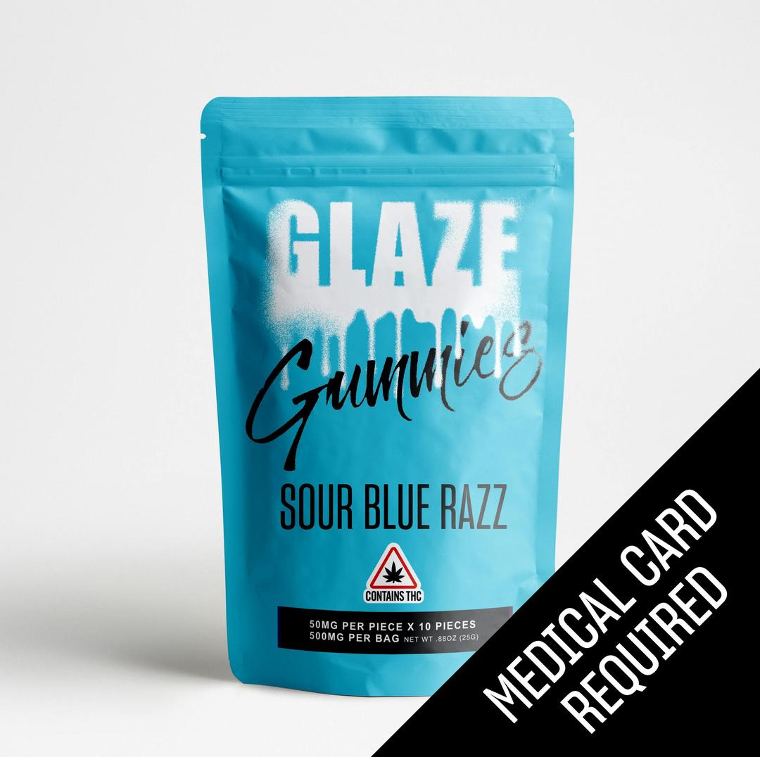 Glaze | Sour Blue Razz Gummies | 500mg (MED)