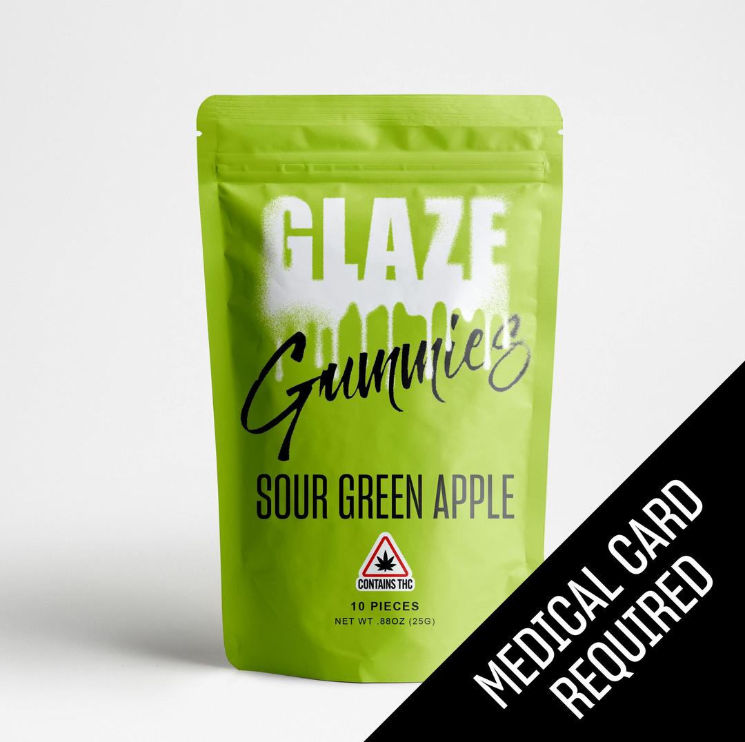 Glaze | Sour Green Apple Gummies | 100mg (MED)