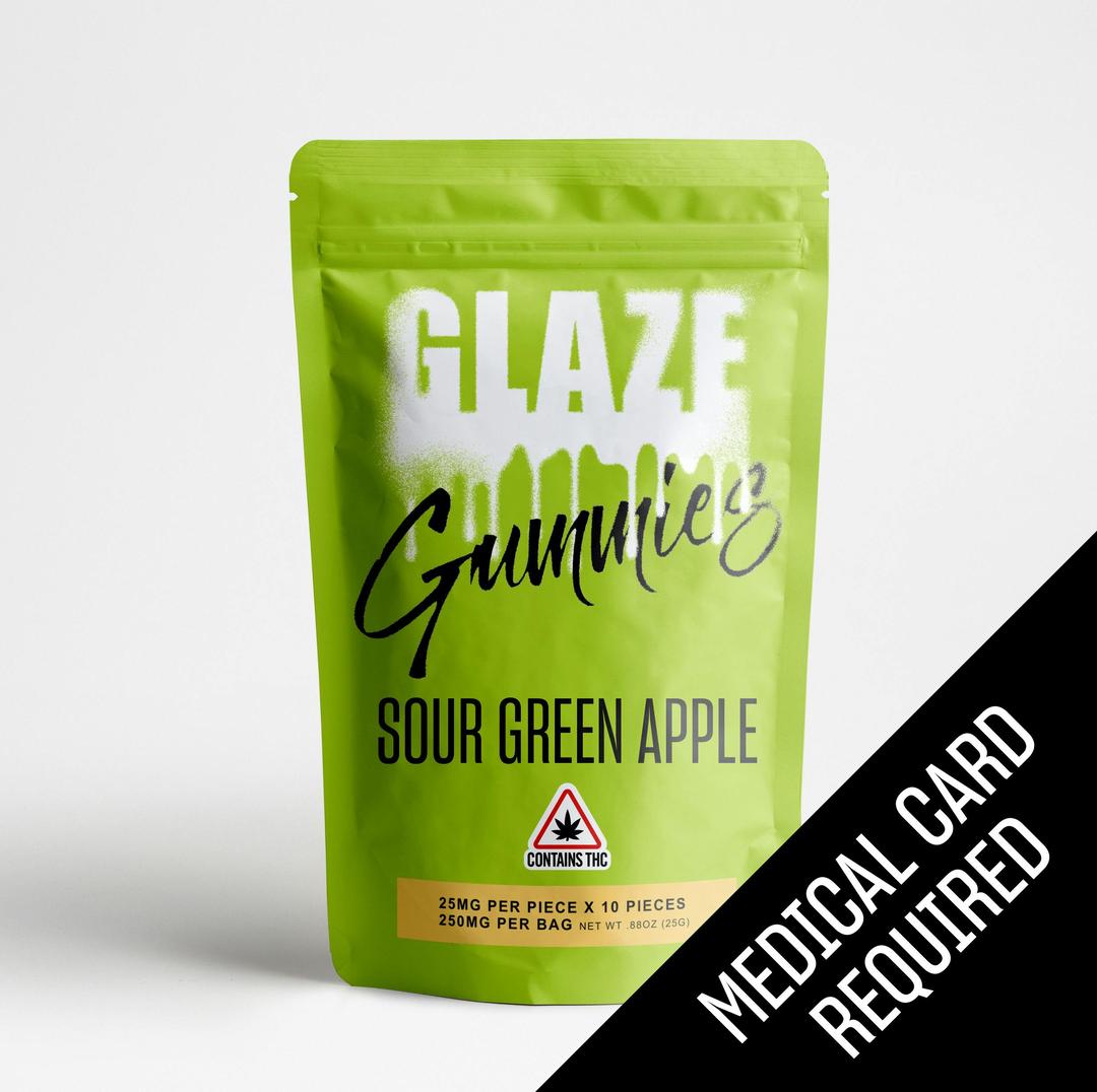 Glaze | Sour Green Apple Gummies | 250mg (MED)