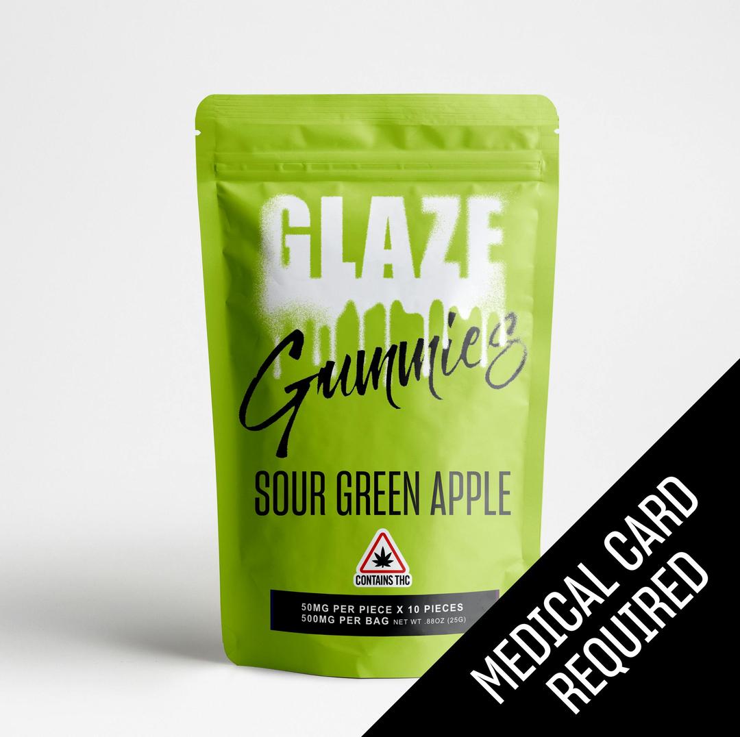 Glaze | Sour Green Apple Gummies | 500mg (MED)