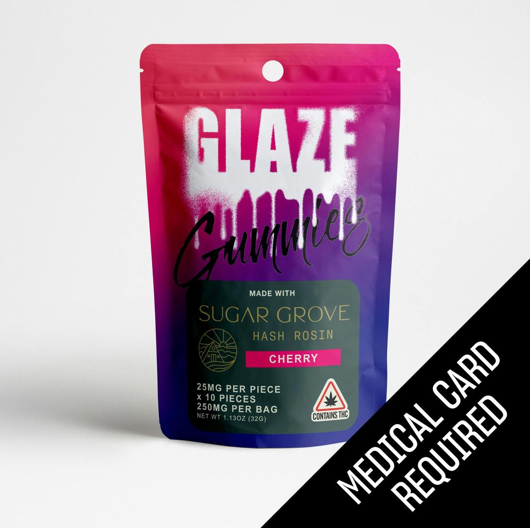 Glaze | Sugar Grove Hash Rosin Cherry Gummies | 250mg (MED)