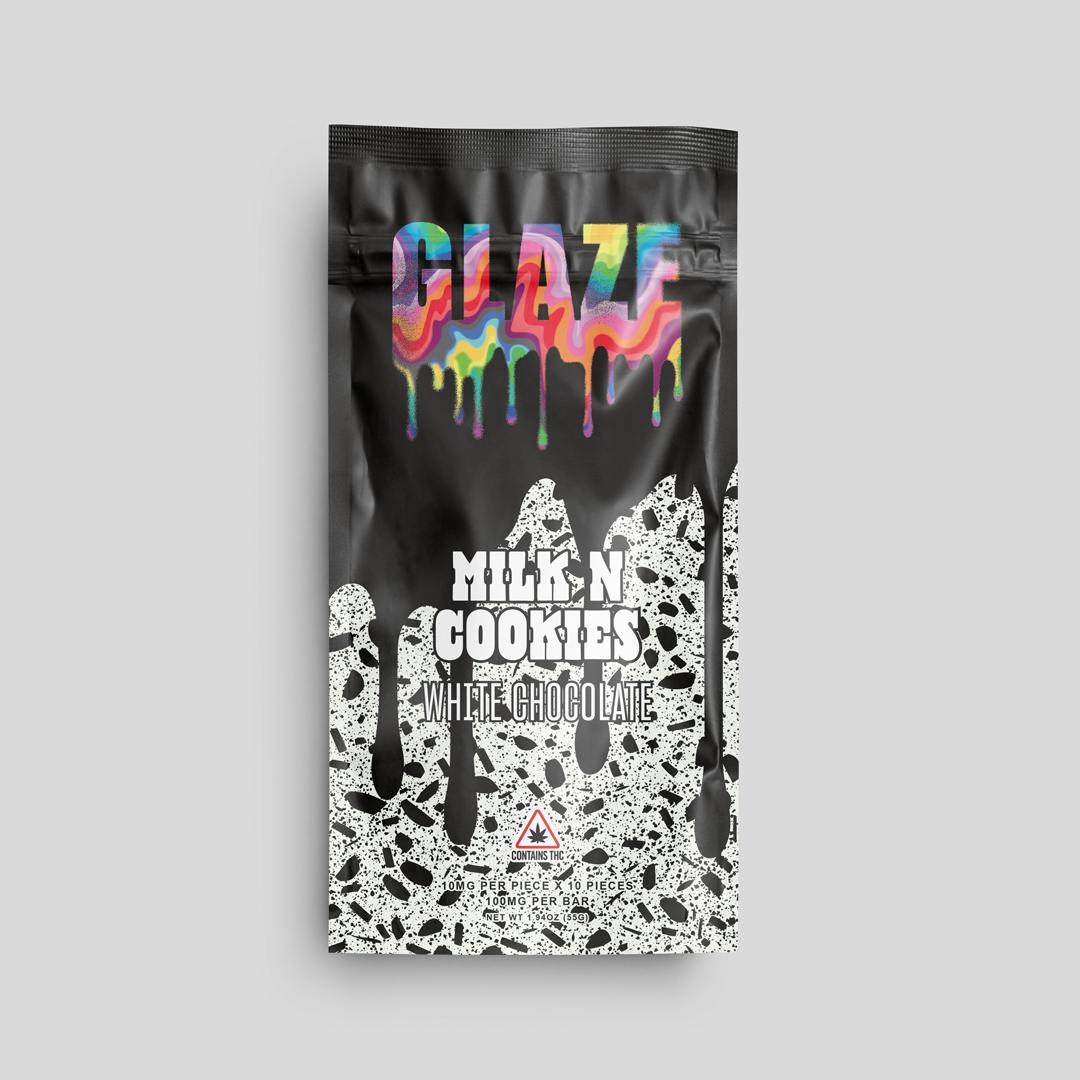 Glaze | Milk N' Cookies White Chocolate Bar | 100mg