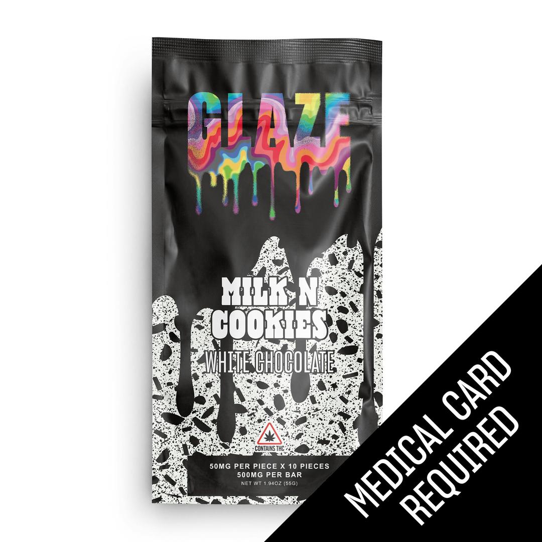 Glaze | Milk N' Cookies White Chocolate Bar | 500mg (MED)