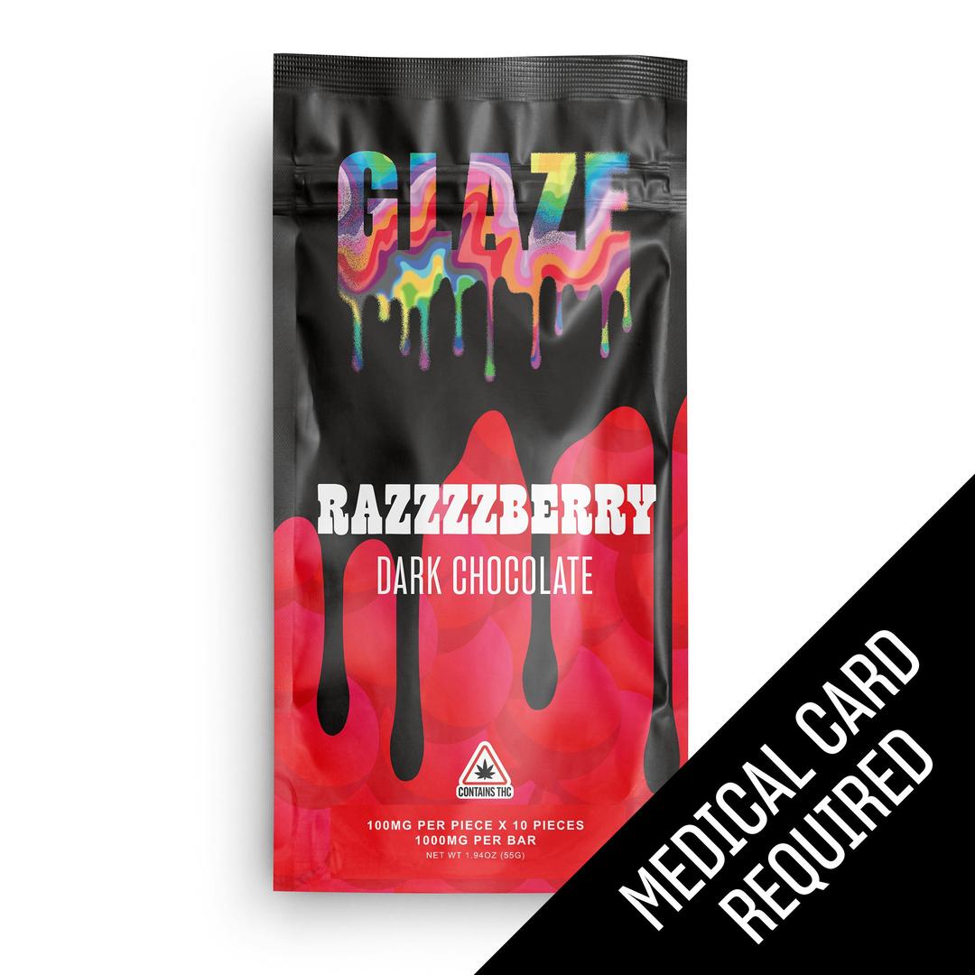 Glaze | Razzzzberry Dark Chocolate Bar | 1000mg (MED)