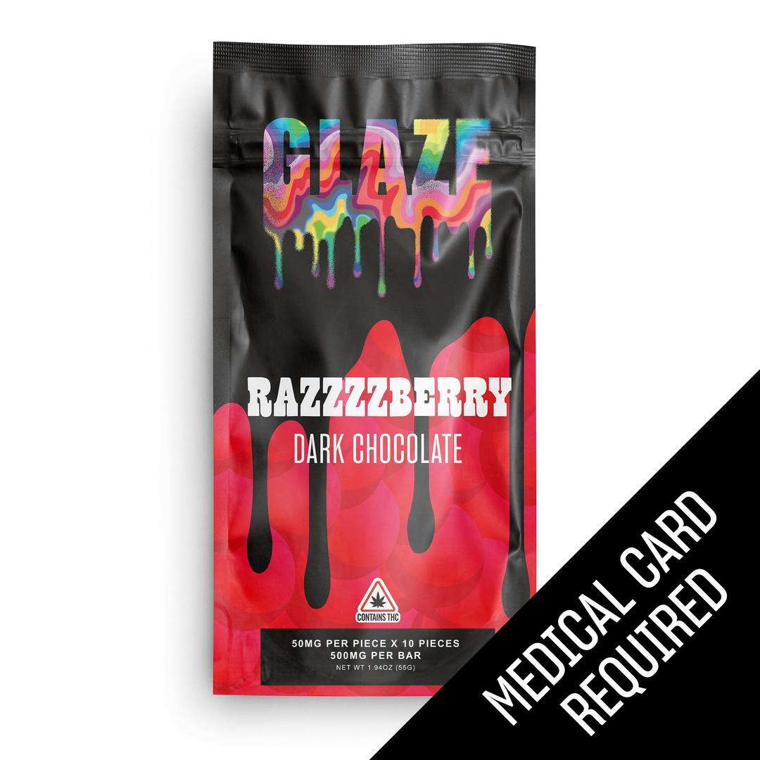 Glaze | Razzzzberry Dark Chocolate Bar | 500mg (MED)
