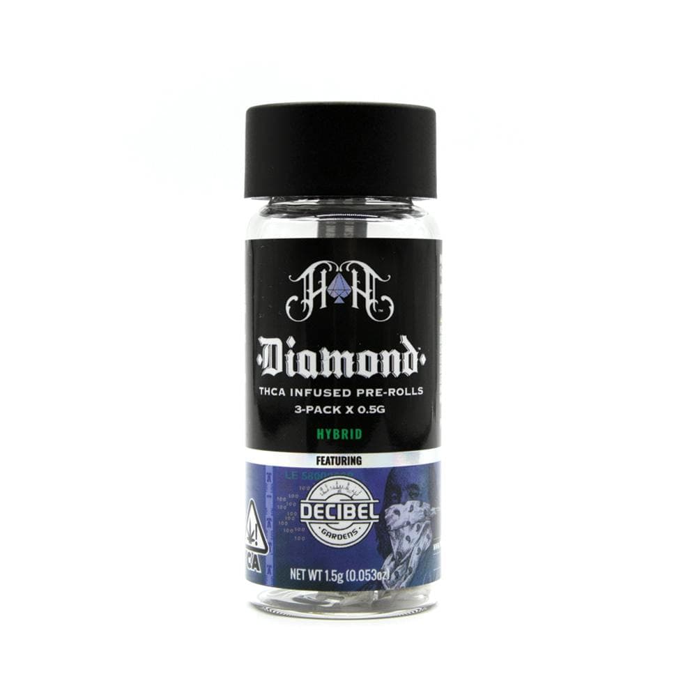 3-Pack Diamond Infused Pre-Roll: Decibel Gardens: C-Note