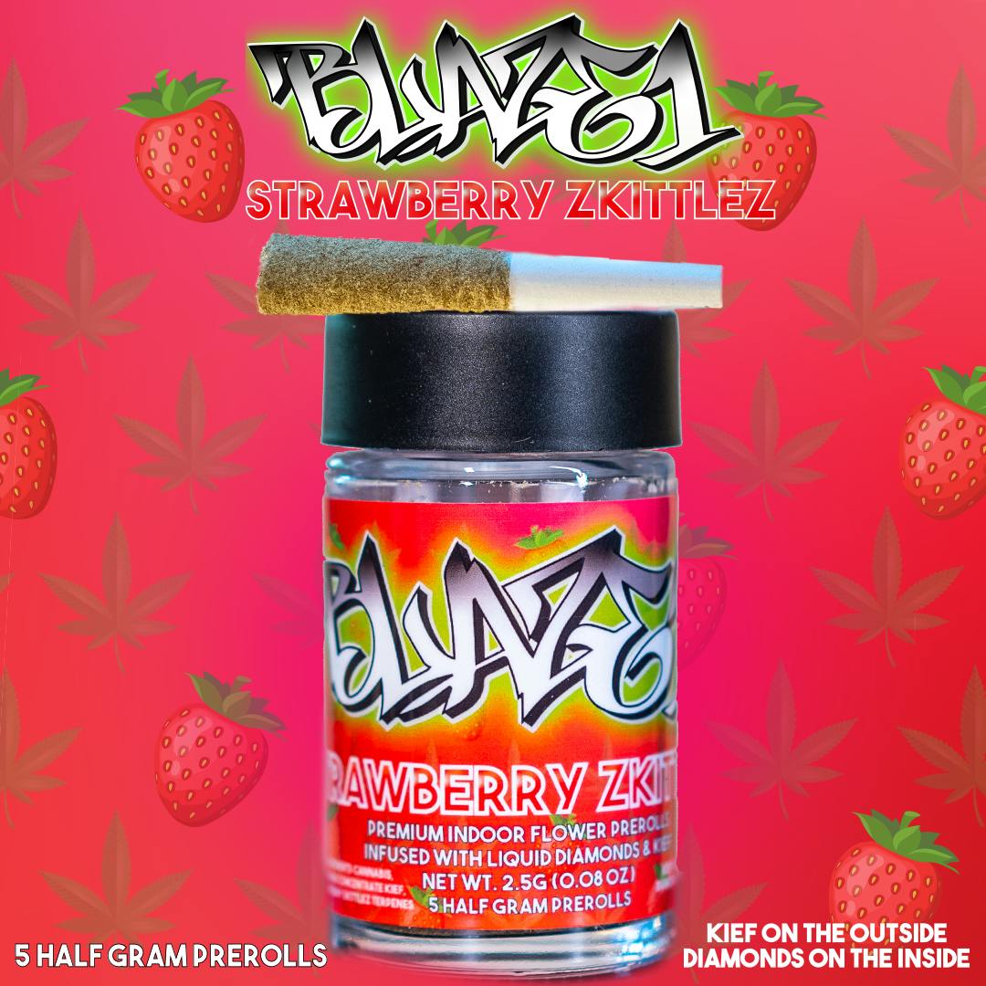 Blaze1 - Strawberry Zkittlez Infused Preroll Kief Coated Heady Indoor