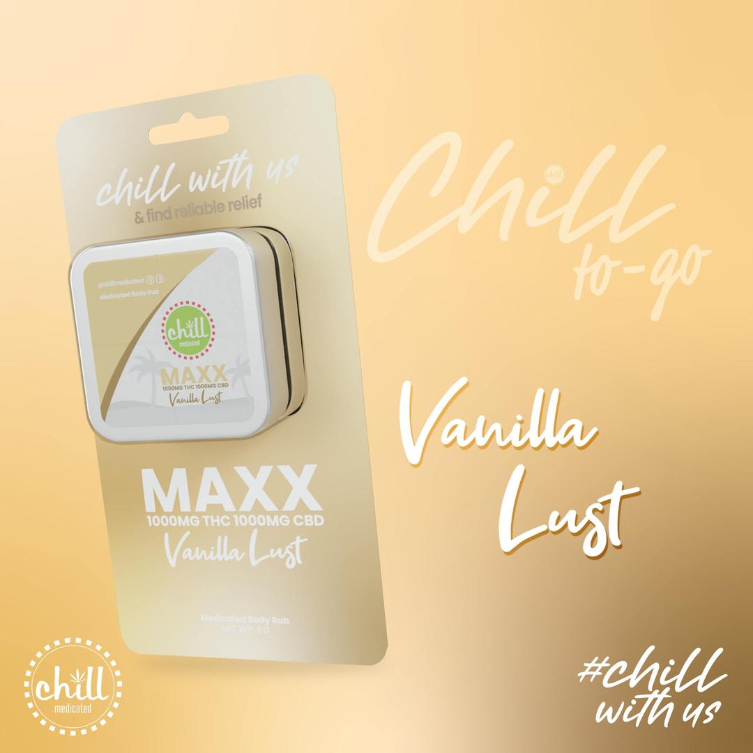 75mg THC : 75mg CBD | MAXX TO-GO Vanilla Lust Body Rub | MED