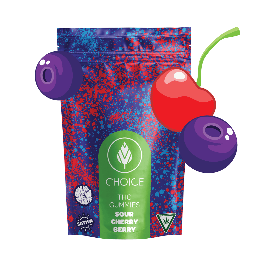 Choice Chews - Super Sour Cherry Berry Gummies (Sativa) - 100mg