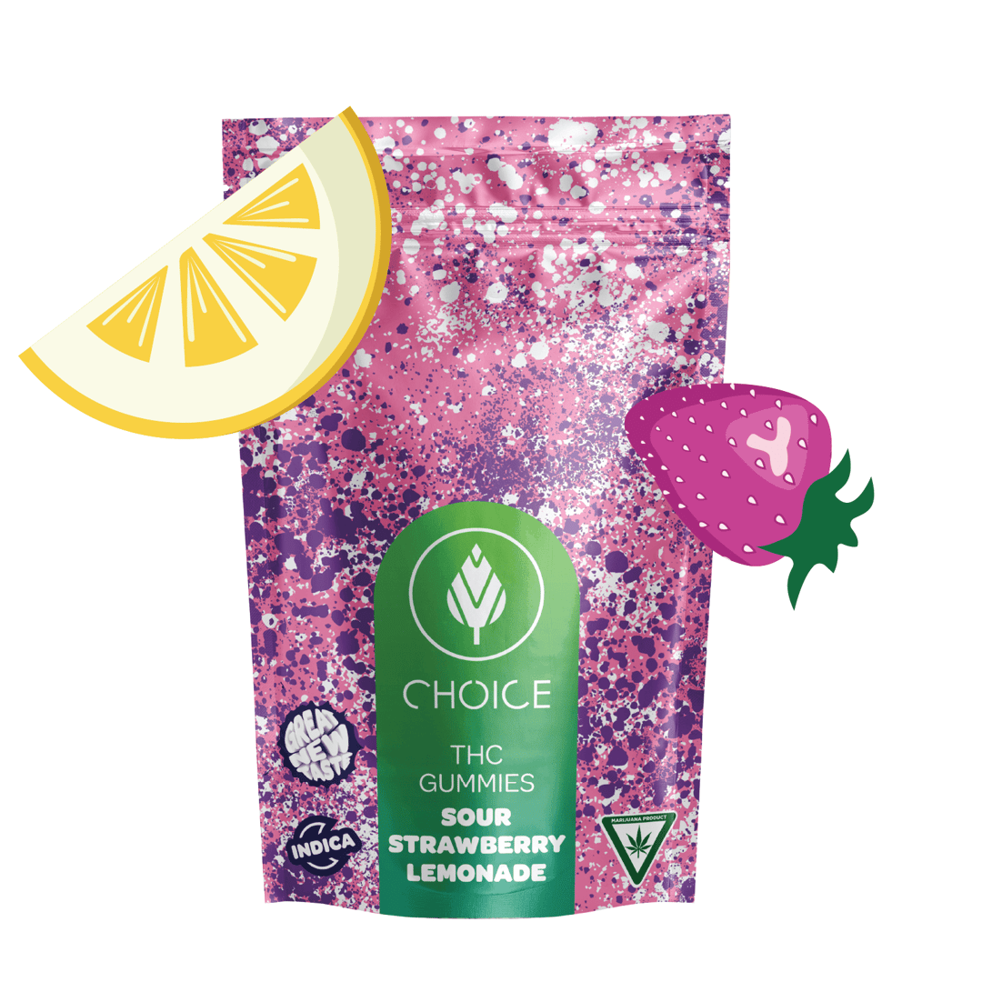 Choice Chews - Super Sour Strawberry Lemonade Gummies (Indica) - 100mg