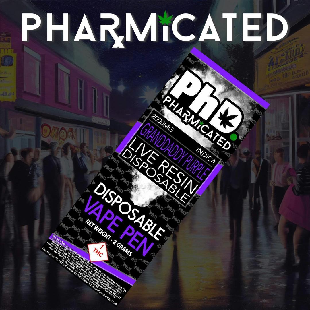PhD 2 Gram Disposable Resin Vape Cart - Granddaddy Purple (I)