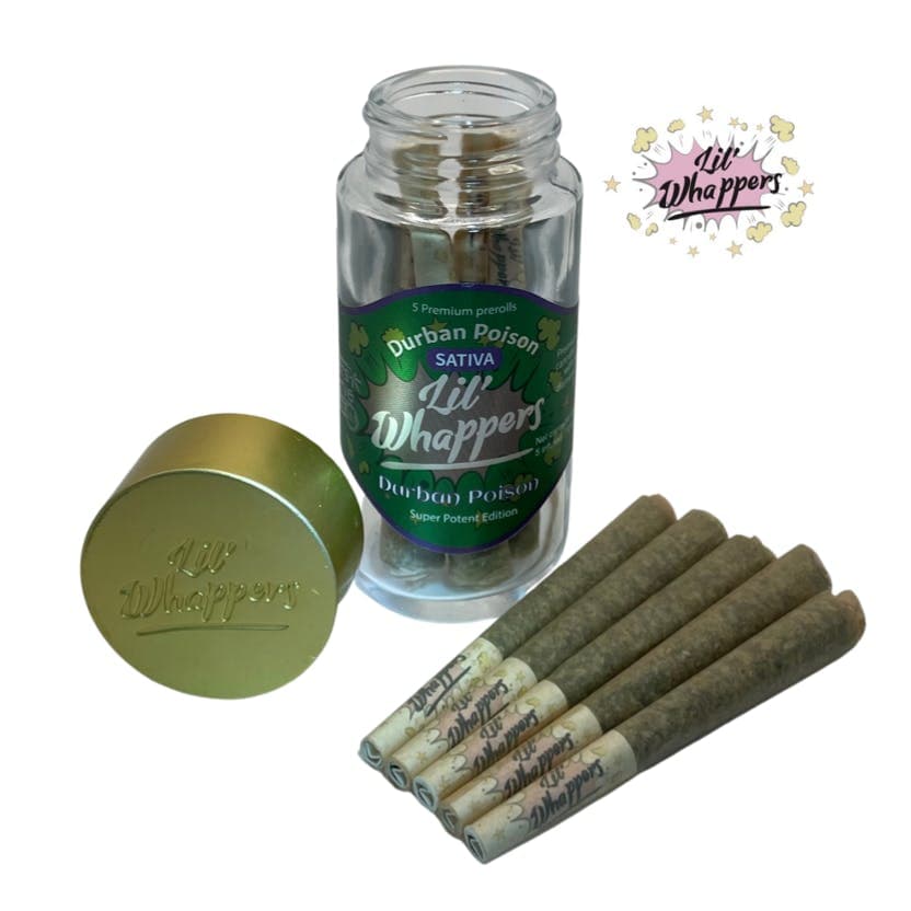 Lil Whappers infused prerolls Durban Poison pack of 5