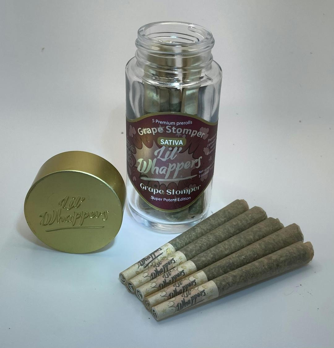 Lil Whappers infused prerolls Grape Stomper pack of 5