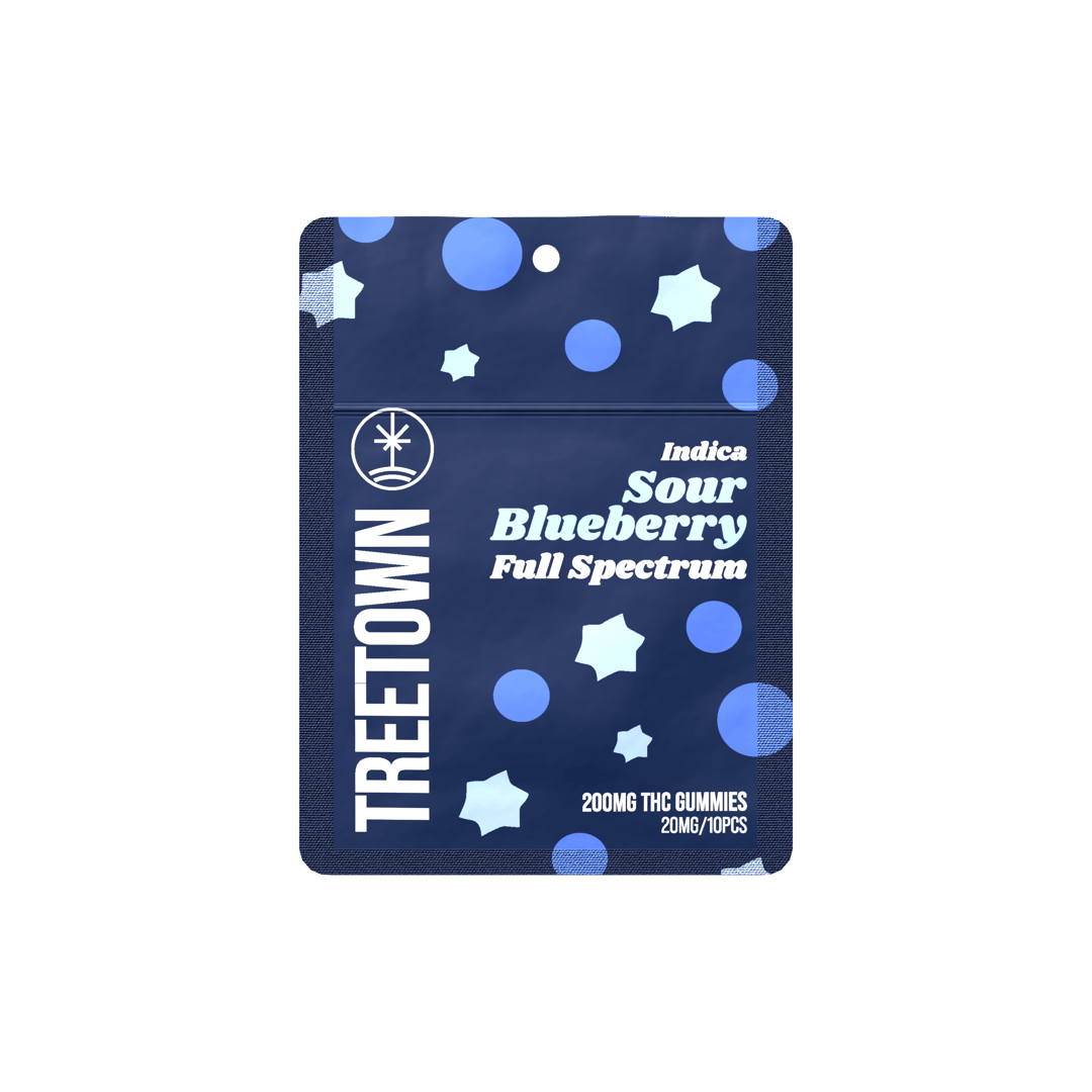 Sour Blueberry Indica - Full Spectrum Gummies - 10 units x 20mg THC (200mg)