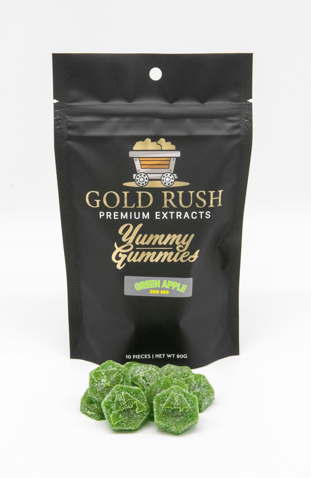 Gold Rush Green Apple Yummy Gummies 250mg-10pk