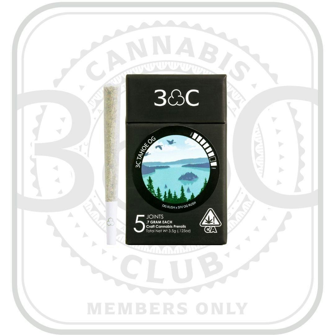 3C | Tahoe OG Prerolls 5pk - 3.5g (Members Only Pricing)