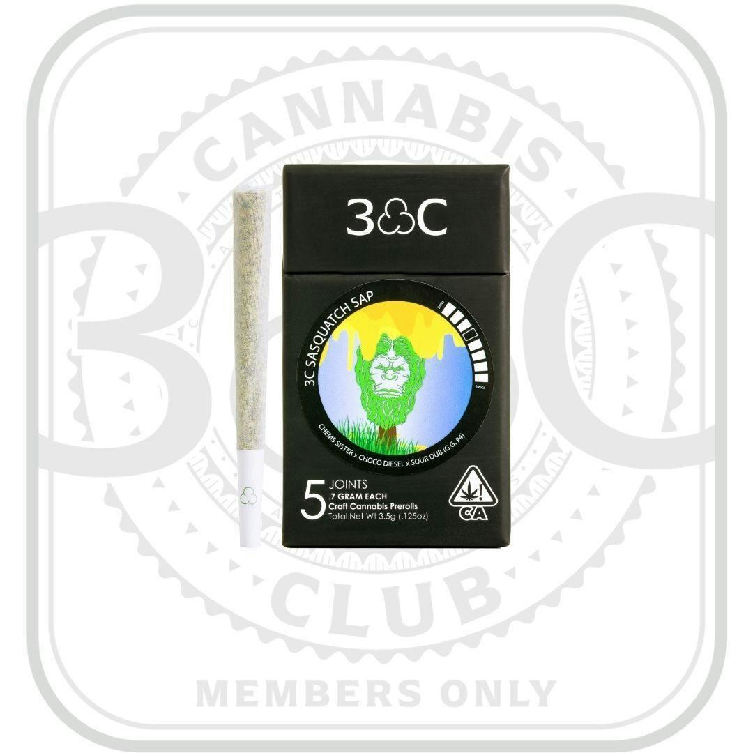 3C | Sasquatch Sap Prerolls 5pk - 3.5g (Members Only Pricing)