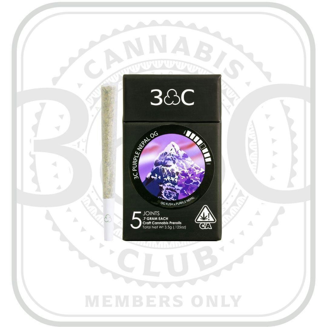 3C | Purple Nepal Prerolls 5pk - 3.5g (Members Only Pricing)