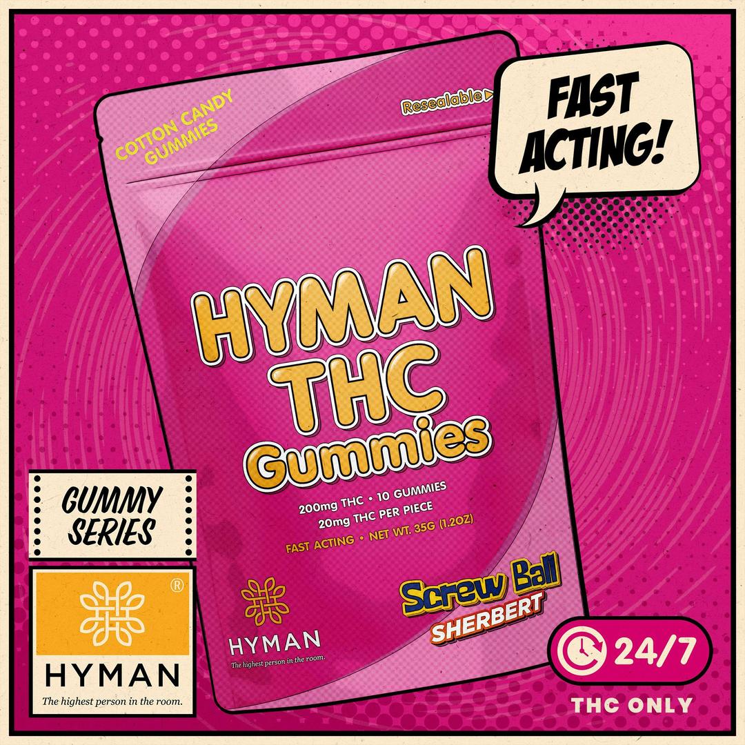 Screw Ball Sherbert | ALL DAY • Fast Acting 200mg Gummies | HYMAN | REC