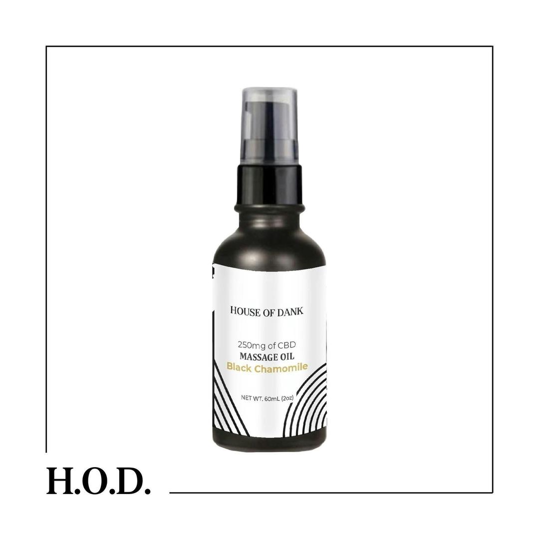 H.O.D. CBD Black Chamomile & Rose Massage Oil 250mg