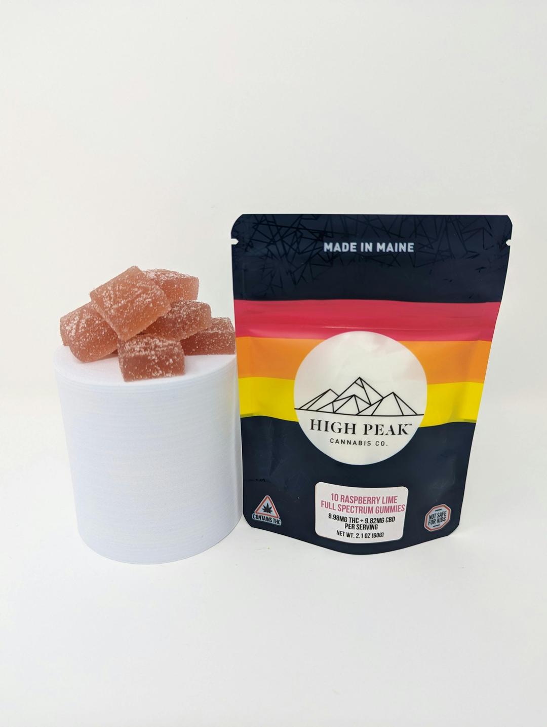 High Peak Cannabis Co. | 1:1 Raspberry Lime Vegan Gummies (MED)