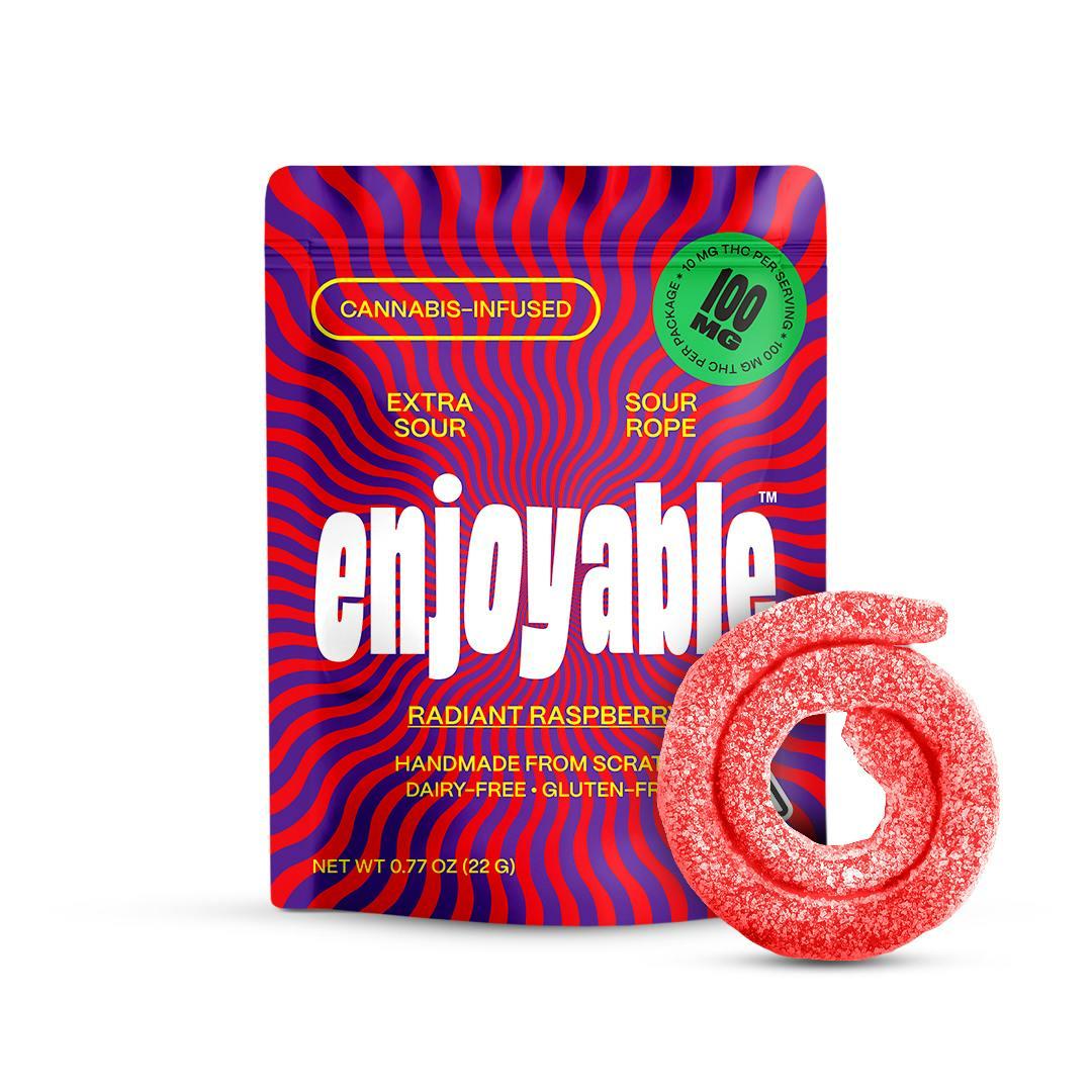 Enjoyable Radiant Raspberry Extra Sour Sour Rope 100mg
