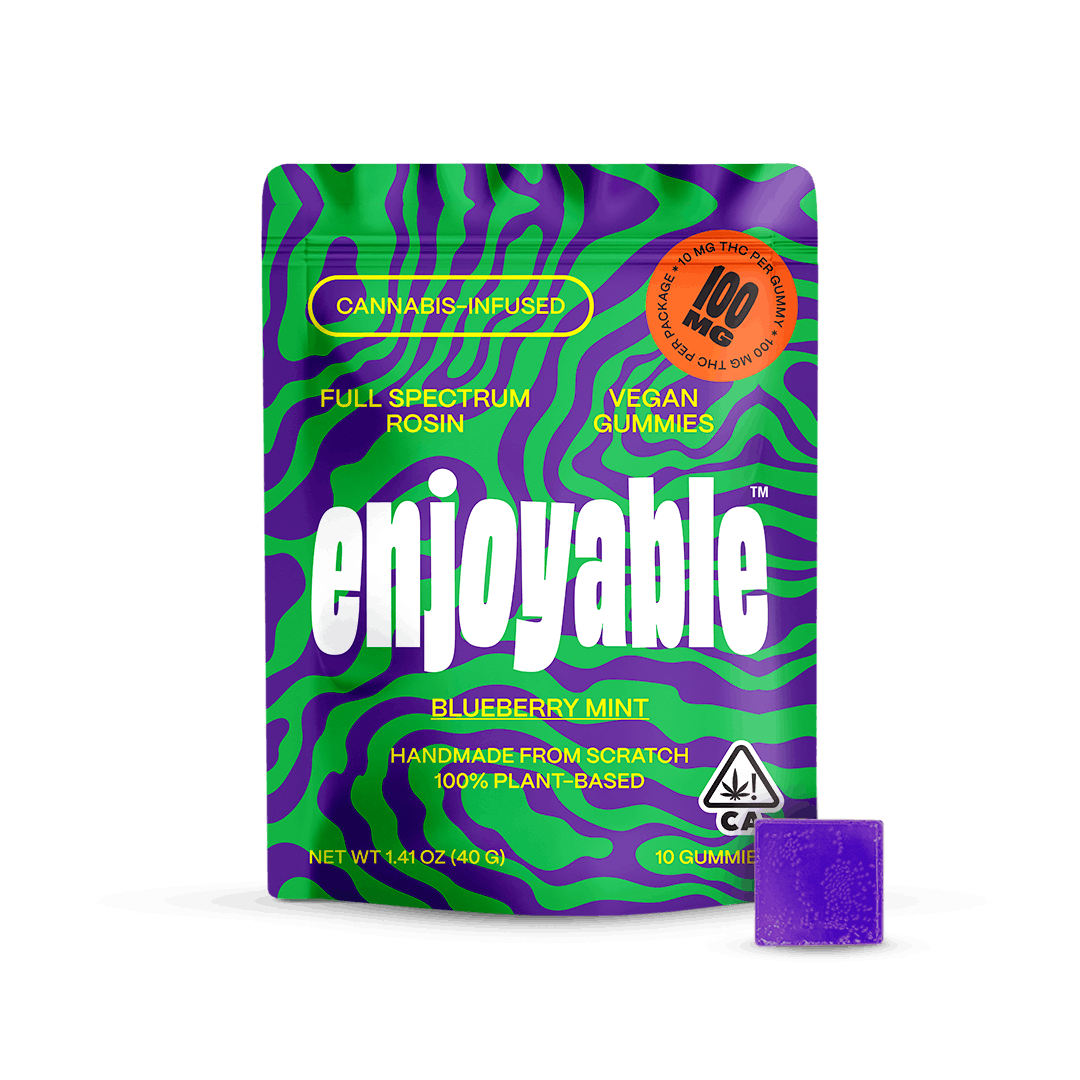 Enjoyable Full Spectrum Rosin Blueberry Mint Vegan Gummies 100mg