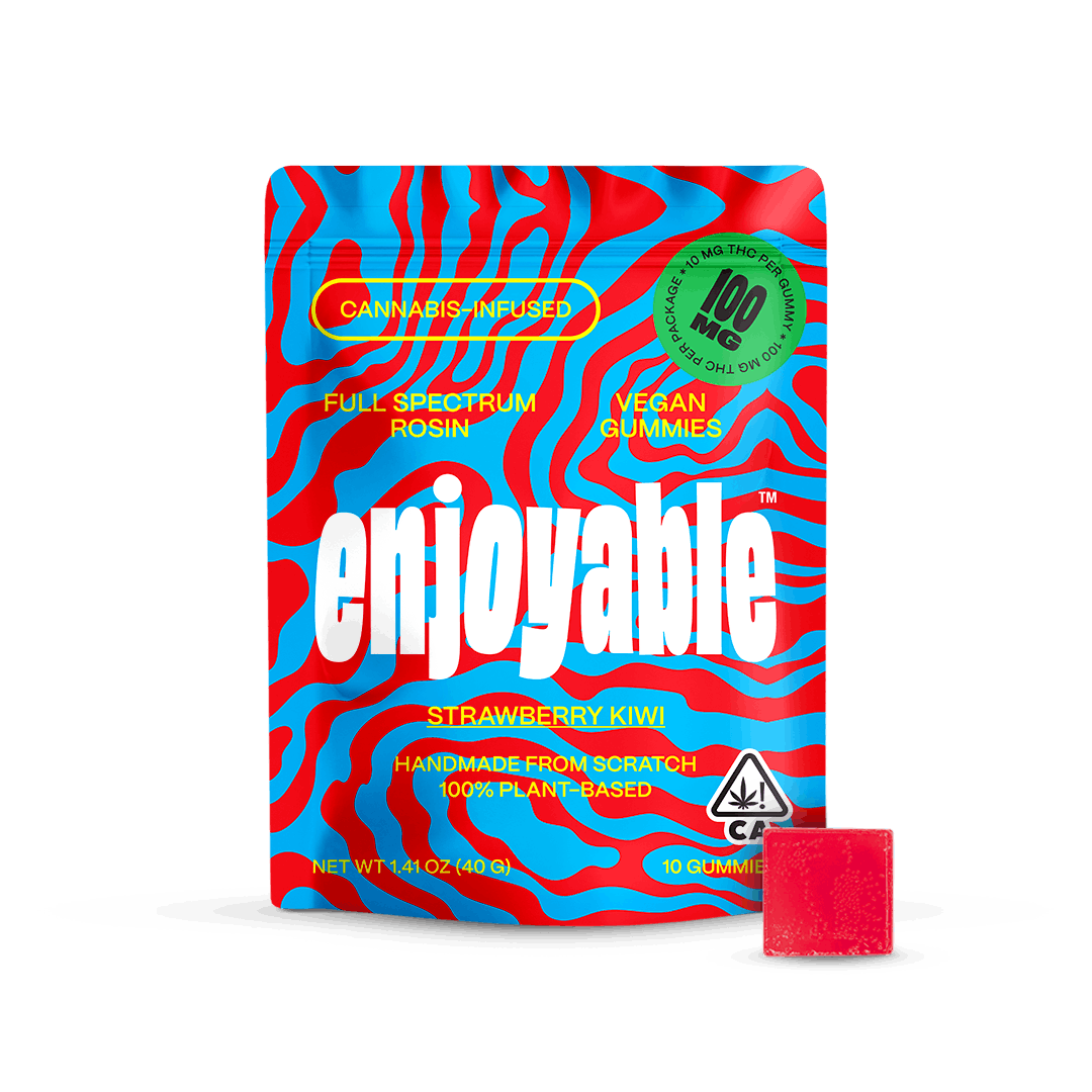 Enjoyable Full Spectrum Rosin Strawberry Kiwi Vegan Gummies 100mg