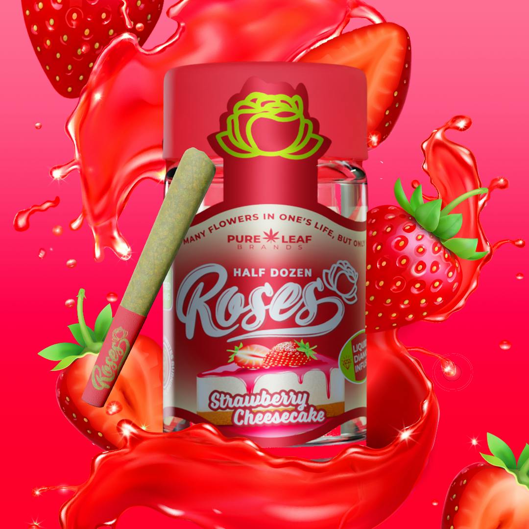 STRAWBERRY CHEESECAKE Roses 6 Pack Indica | Liquid Diamond Infused | 3.6G