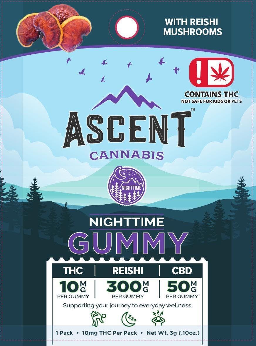 Ascent Cannabis Mushroom Gummies - Nighttime - Single - 10mg THC
