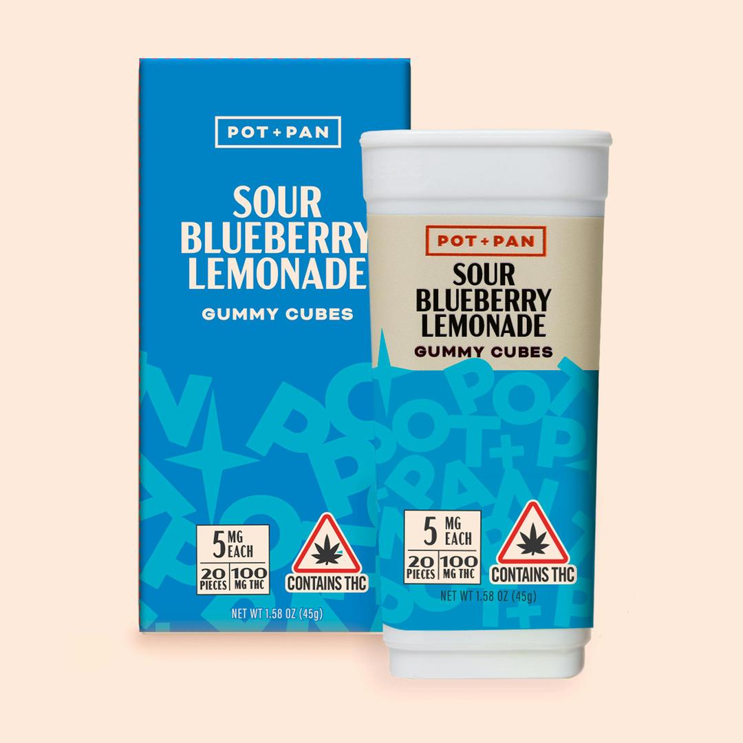 Pot + Pan | Sour Blueberry Lemonade Gummy Cubes (Sativa)| 20 pieces (5mg)