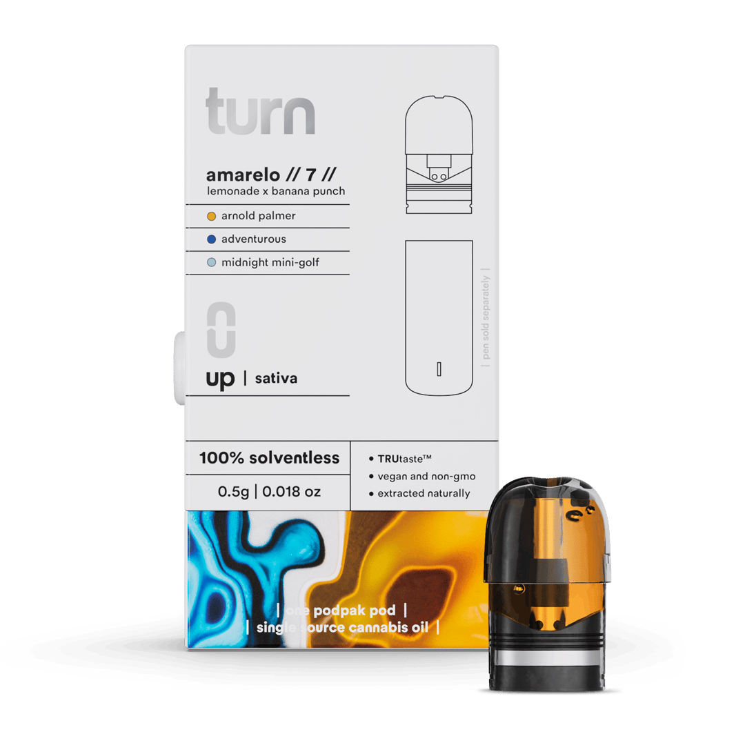 amarelo // 7 // (sativa) / 100% solventless (live rosin) / .5g pod
